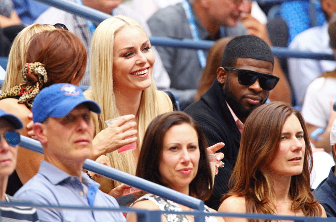 Lindsey Vonn, professional ski racer, with fiance and NHL player PK Subban got cozy as they watched the proceedings