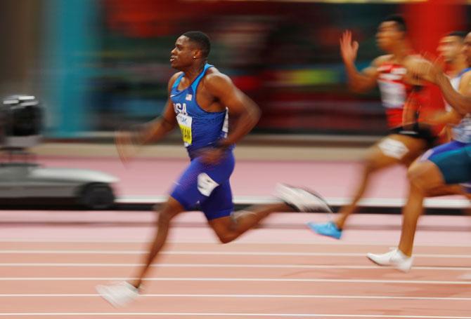 Christian Coleman had been expected to provide the main challenge to favourite and fellow American Noah Lyles in the 200m race