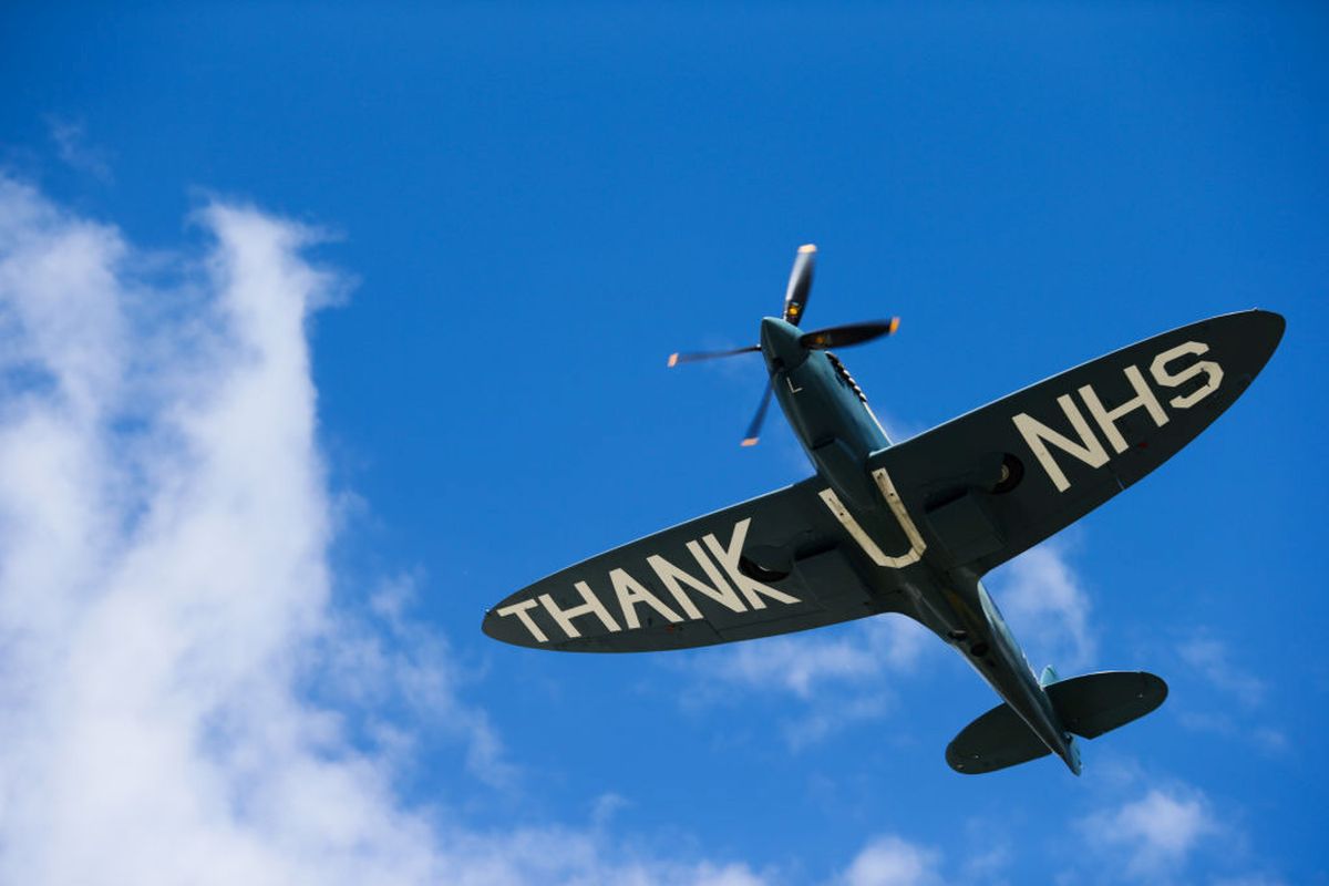 Spitfire tribute to the NHS during the British F1 Grand Prix