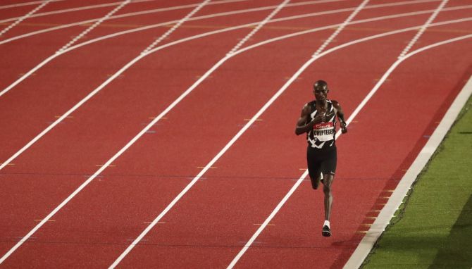 Uganda's Joshua Cheptegei in action during the men's 5000m 