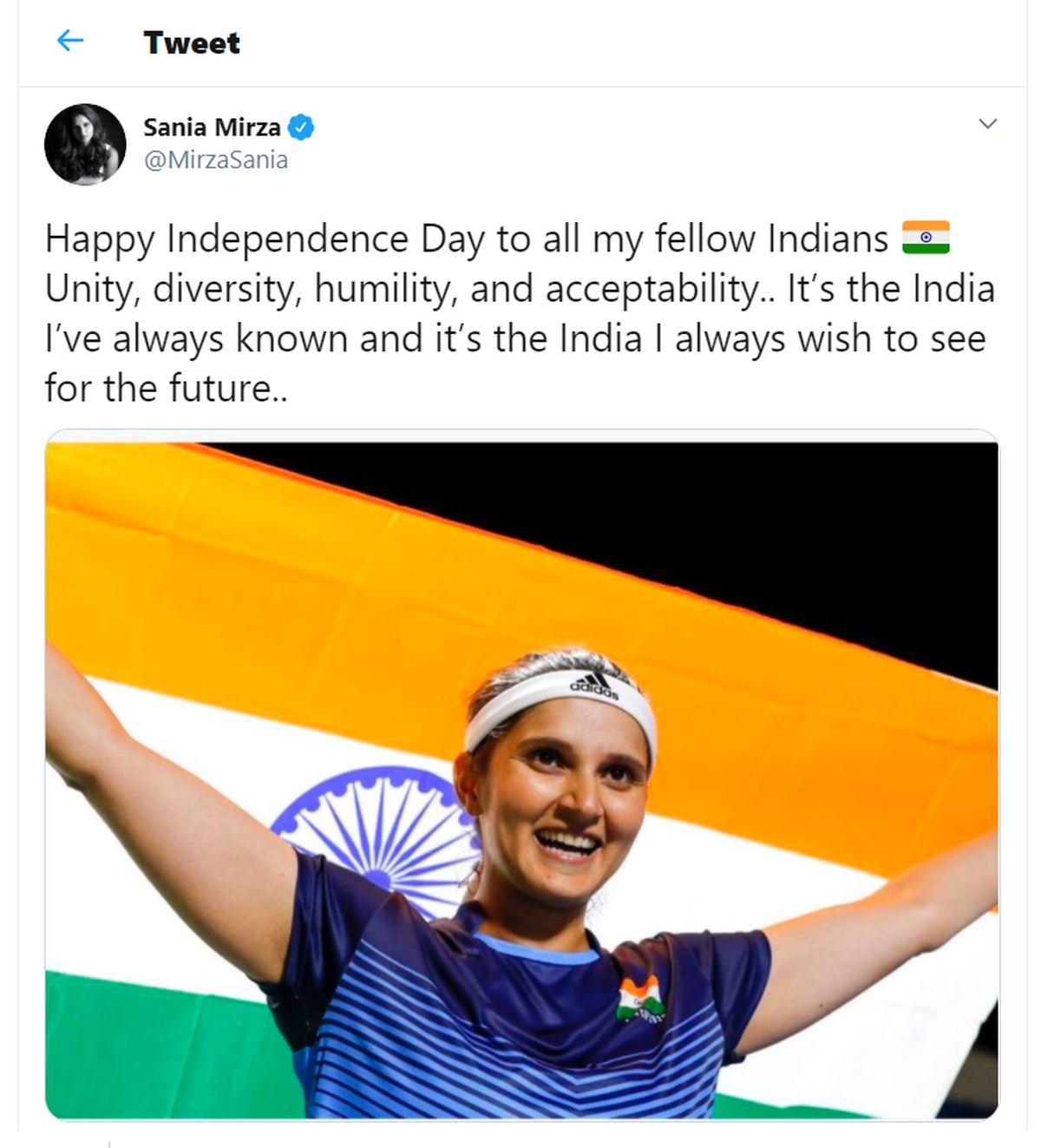 Sania Mirza's tweet