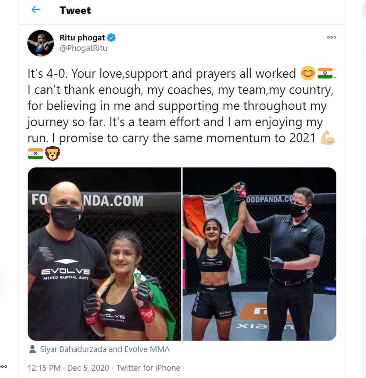 Ritu Phogat's tweet