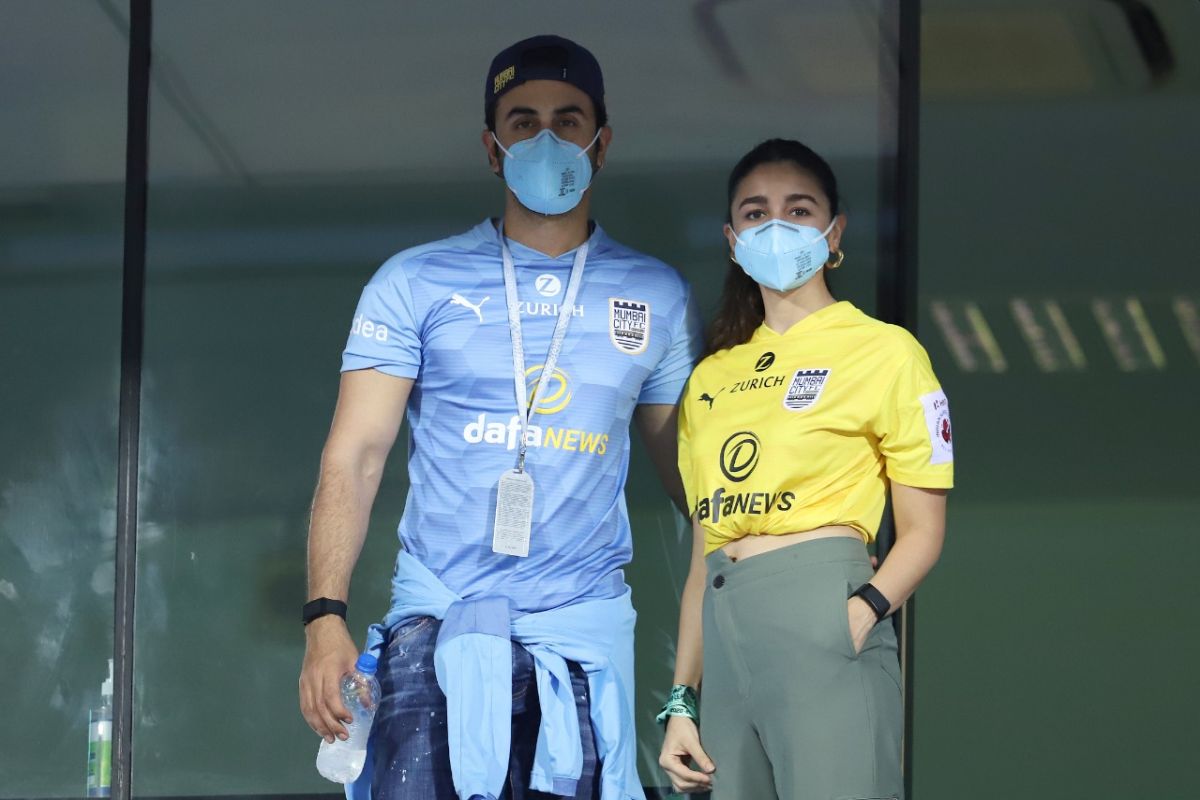 Ranbir Kapoor and Alia Bhatt in the stands