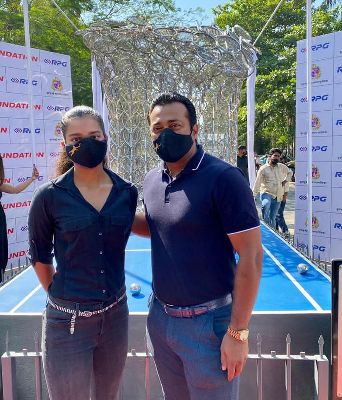 Leander Paes and his daughter Ayanna Paes at the unveiling