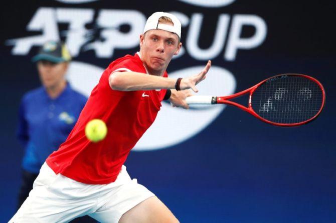 Canada's Denis Shapovalov in action during his match against Serbia's Novak Djokovic