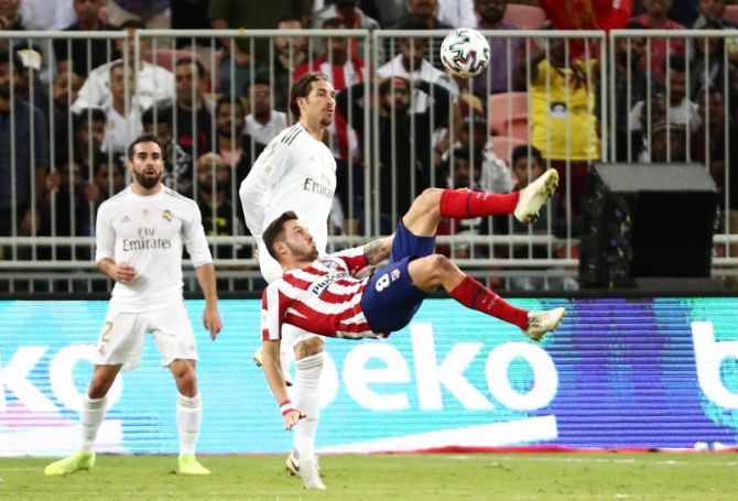Atletico Madrid's Saul Niguez in action during the Super Cup final