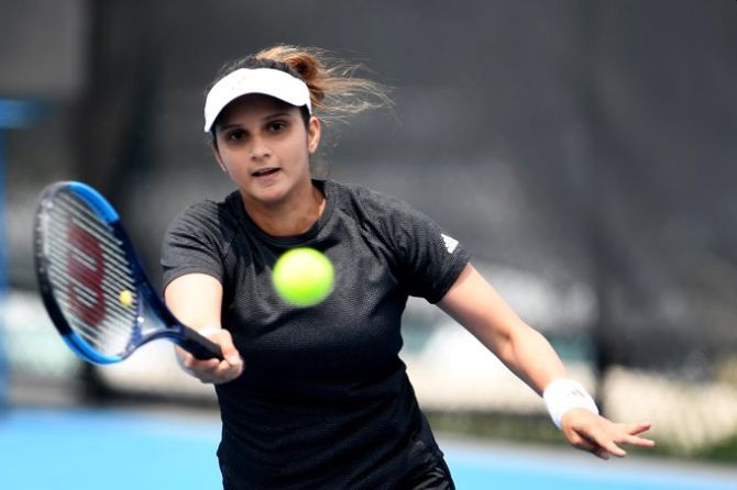 India's Sania Mirza in action during the Hobart International tournament on Tuesday