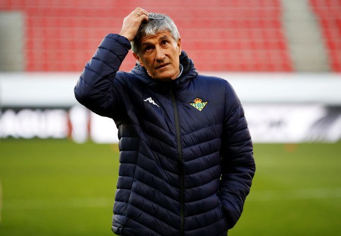 Quique Setien said he had not received any compensation from the club a month after being sacked.