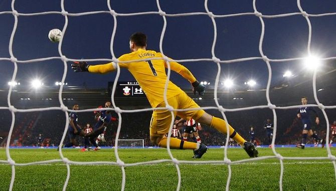 Sofiane Boufal scores the equaliser for Southampton during Saturday's  FA Cup Fourth Round match against Tottenham Hotspur