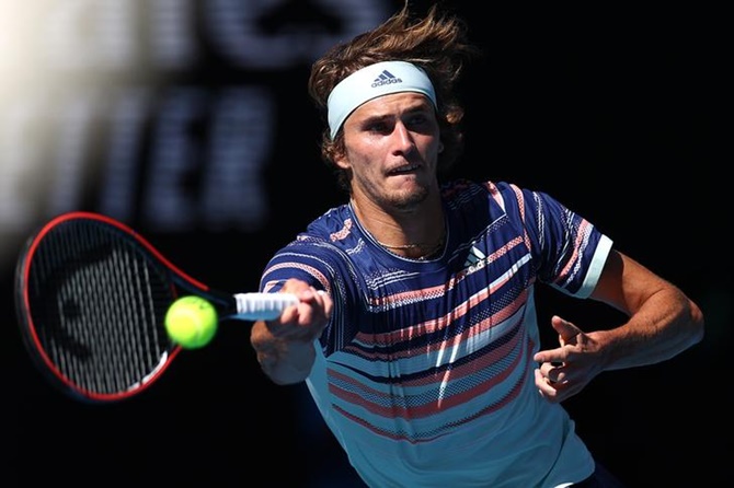 Germany's Alexander Zverev in action against Switzerland's Stan Wawrinka in the quarter-finals of the Australian Open. 