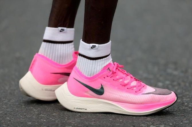 A general view of an athlete wearing the Nike Vaporfly shoes.