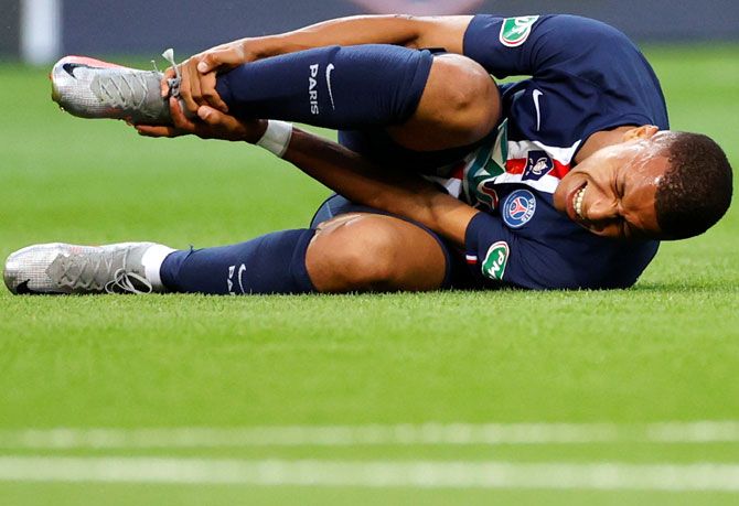 Kylian Mbappe has been ruled out for three weeks after sustaining an ankle injury in Friday's French Cup final win over St Etienne