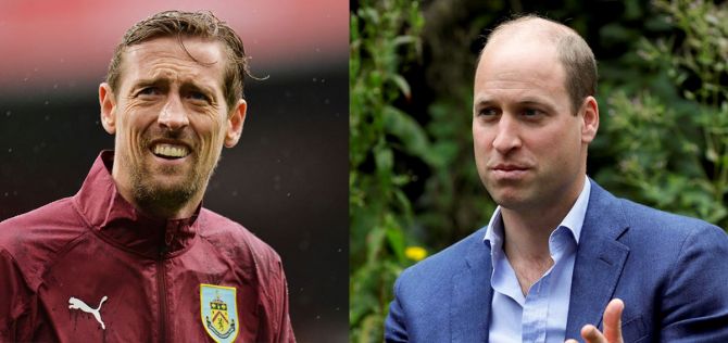 Former England footballer Peter Crouch and Prince William 