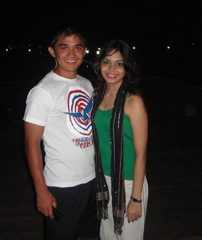 India football captain Sunil Chhetri and his wife Sonam Bhattacharya