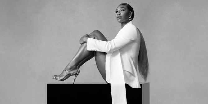 Serena Williams in a Stuart Weitzman ad shoot 