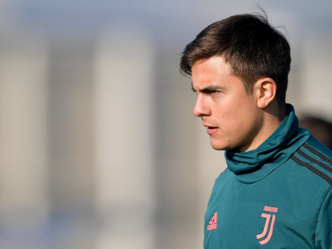 Juventus' Paulo Dybala during a training session on Wednesday