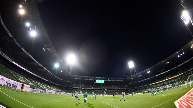 Action from the match between Werder Bremen and Borussia Moenchengladbach at Weser-Stadion in Bremen