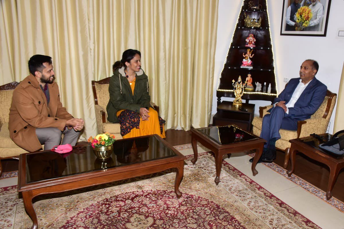 P Kashyap and Saina Nehwal meet Himachal Pradesh Chief Minister Jairam Thakur on Sunday