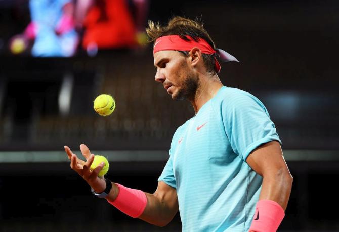 Rafael Nadal during the match against Jannik Sinner on Tuesday