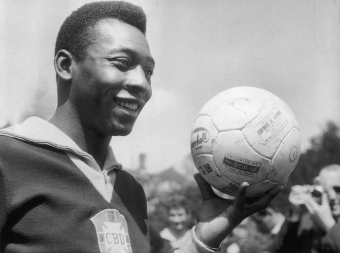 razilian footballer Pele in training for Brazil's match against England, on January 1, 1963