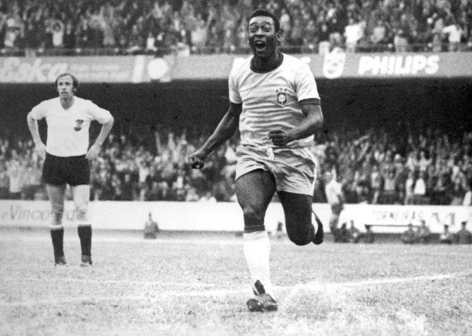 Pele celebrates a goal