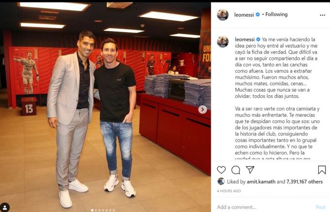 Lionel Messi's Instagram post