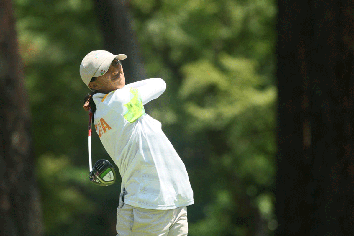Aditi Ashok, playing her second Olympics with her mother, Maheshwari, as her caddie, trails leader -- world no.1 Nelly Korda of USA -- by four shots.