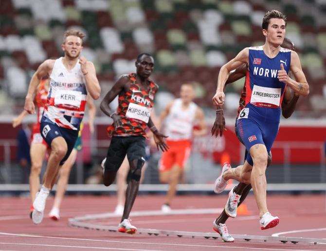 Norway's Jakob Ingebrigtsen competes in the men's 1500m final.