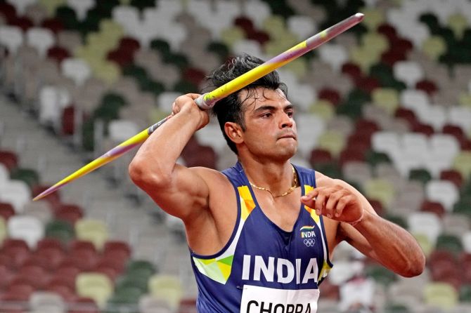 India's Neeraj Chopra competes in the men's Javelin Throw final at the Tokyo Olympics, on August 7, 2021. 