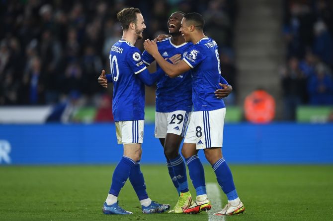  From Left: James Maddison, Patson Daka and Youri Tielemans scored for Leicester