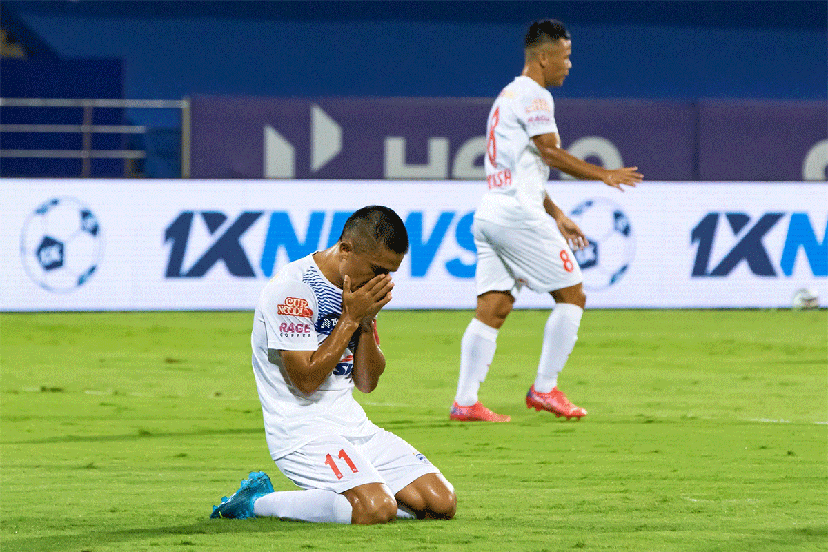 Sunil Chhetri is yet to score this season and missed a well-made chance on Saturday as he blazed over from close range in the 18th minute of the game.