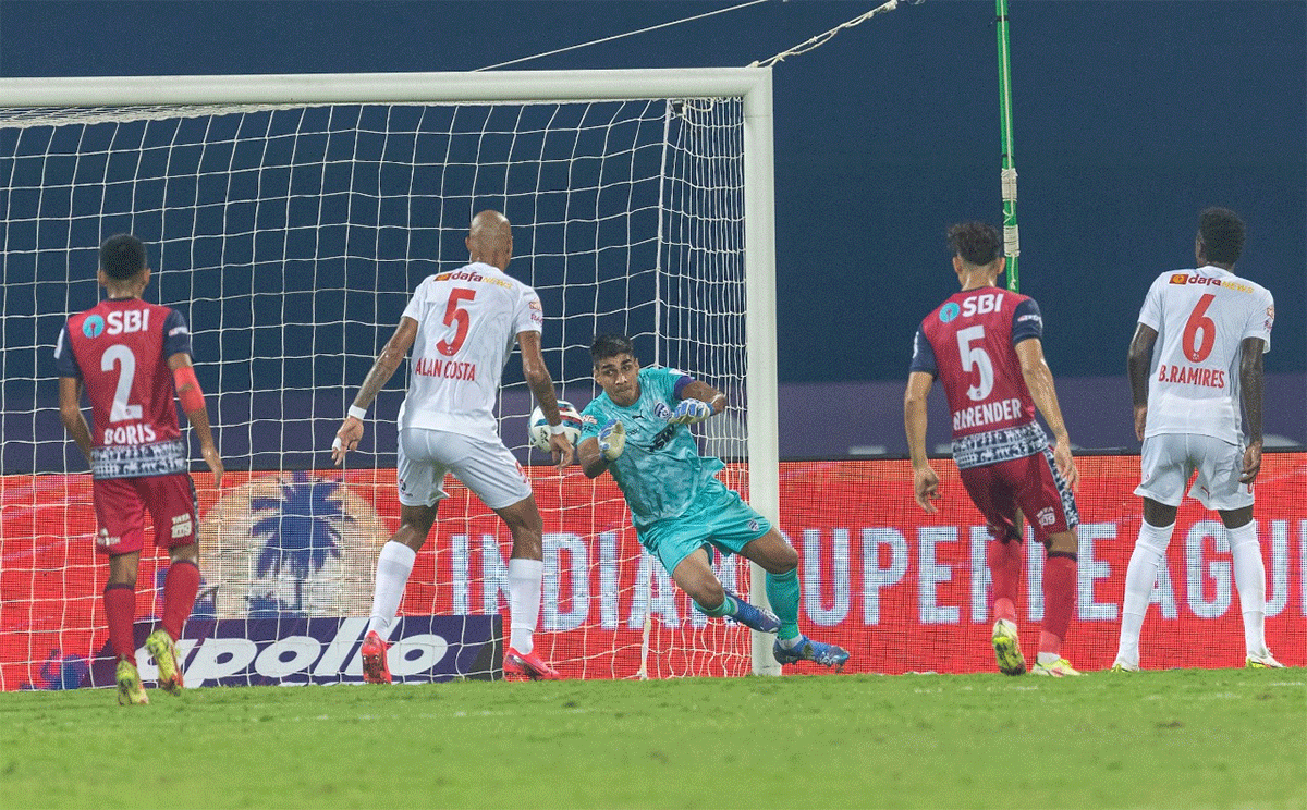 Action from the Indian Super League match played between Bengaluru FC and Hyderabad FC