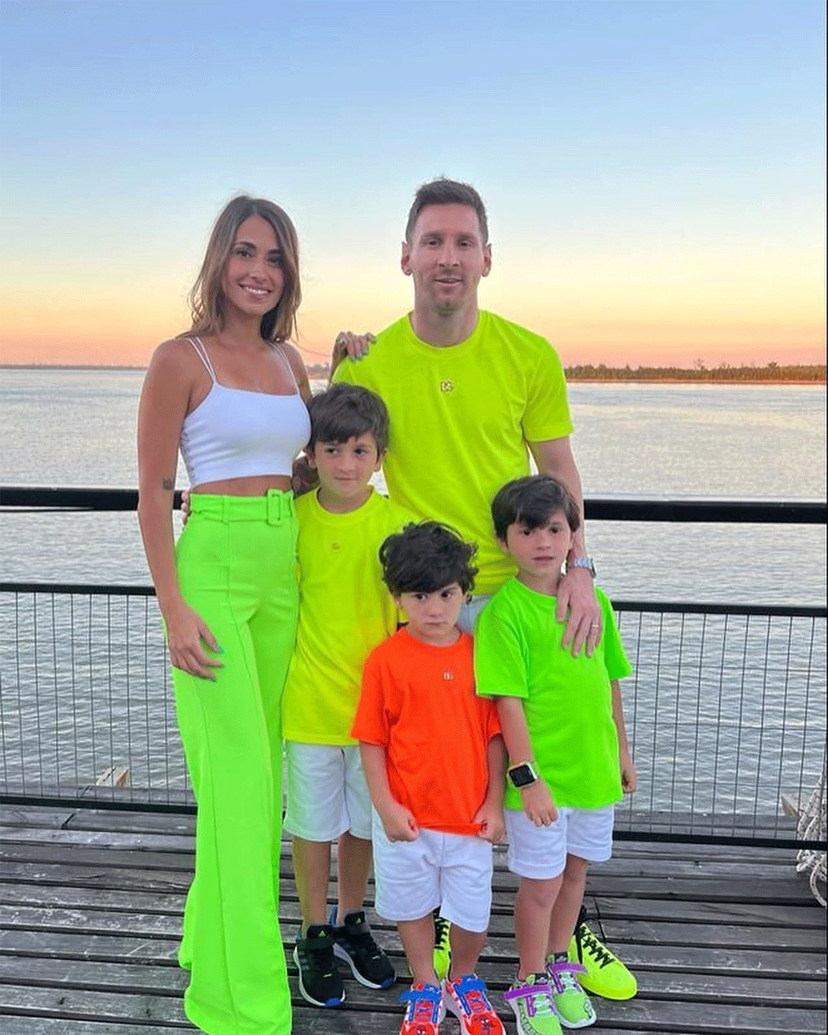 Lionel Messi with wife Antonela and sons, Mateo, Thiago and Ciro