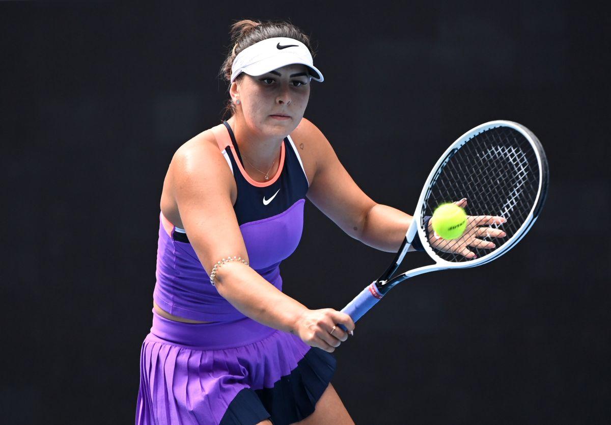 Canada's Bianca Andreescu in action during her first round match against Romania's Mihaela Buzarnescu 