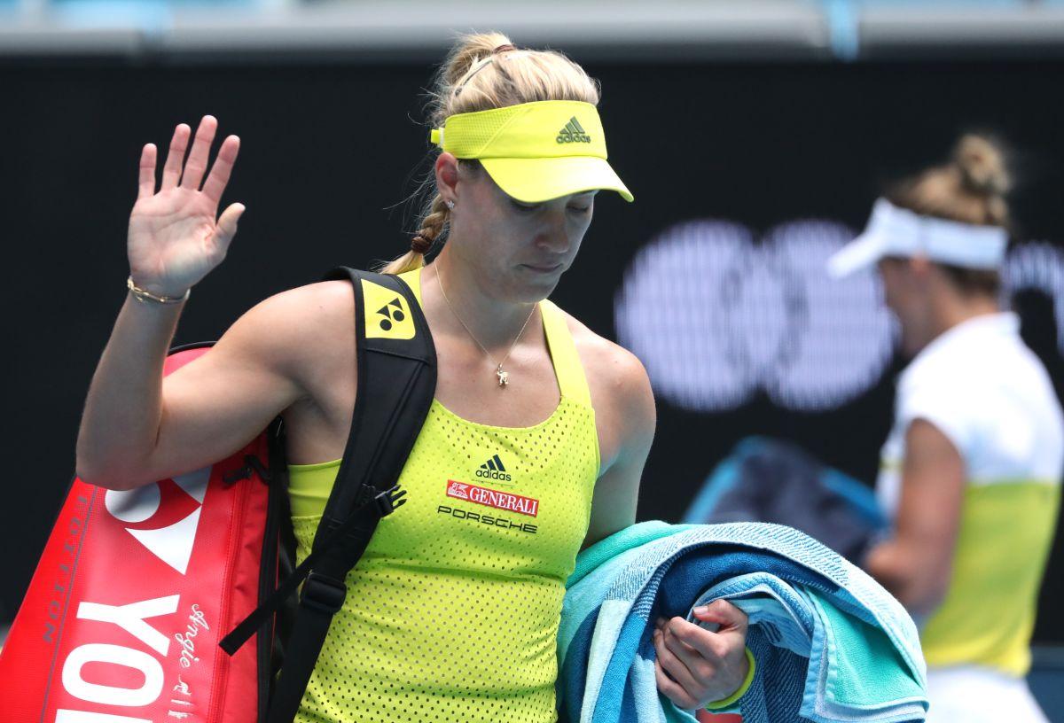 Germany's Angelique Kerber leaves the court after losing her Australian Open first round match against Bernarda Pera on Monday 