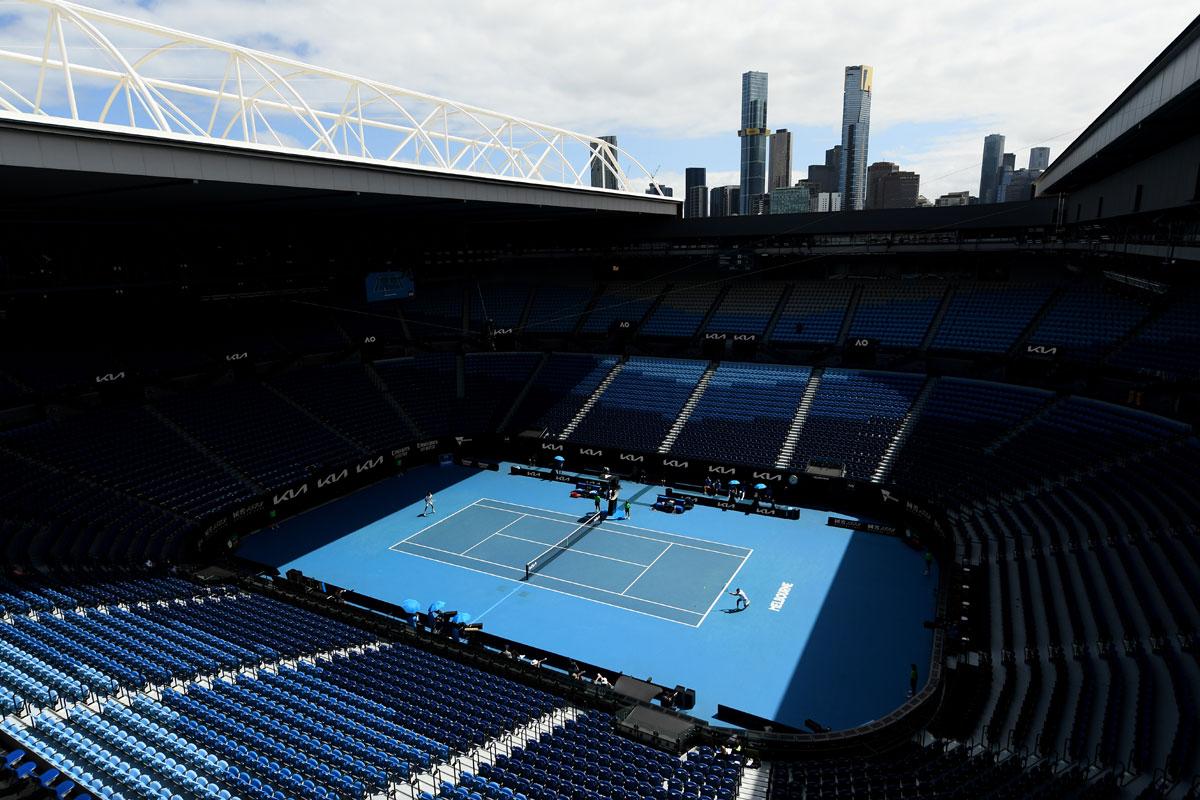 A general view inside Rod Laver Arena during the men's singles third round match between Serbia's Filip Krajinovic and Russia's Daniil Medvedev.