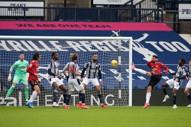 Bruno Fernandes restores partiy for Manchester United during the Premier League match against West Bromwich Albion.