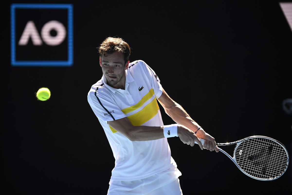 Russia's Daniil Medvedev in action against compatriot Andrey Rublev during the Australian Open quarter-final on Wednesday 