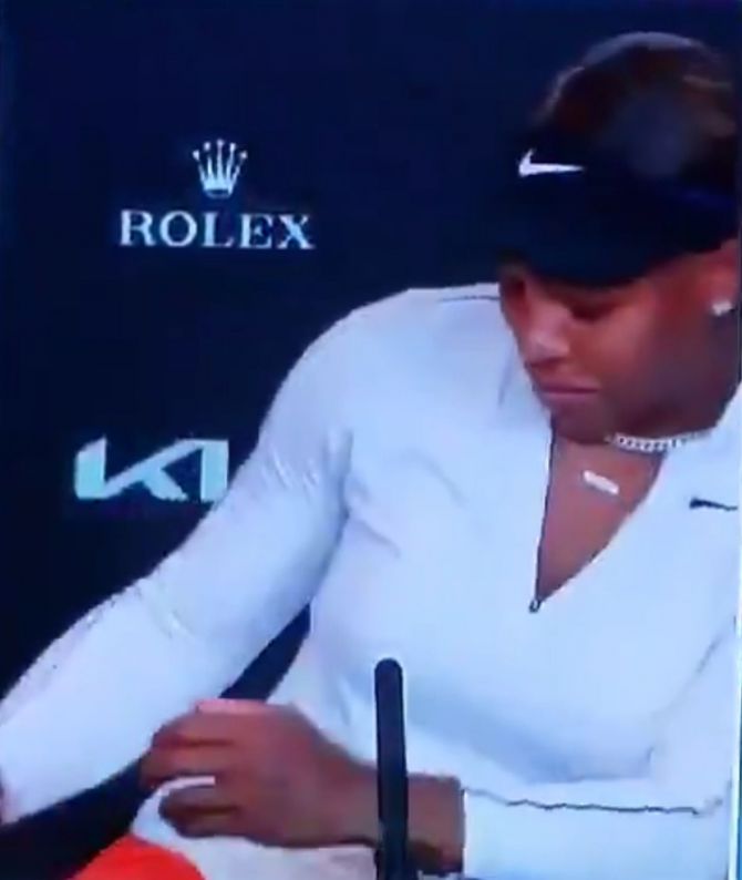 Serena Williams breaks down before leaving midway through the press conference 