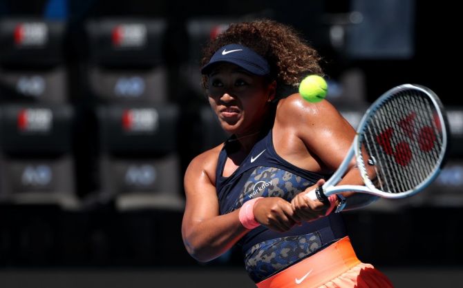 Japan's Naomi Osaka in action during her semi-final against American Serena Williams on Thursday 