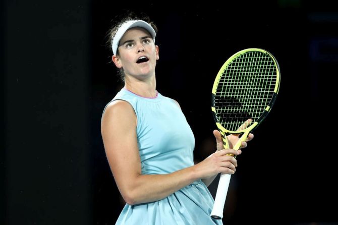 Jennifer Brady reacts during the Australian Open final