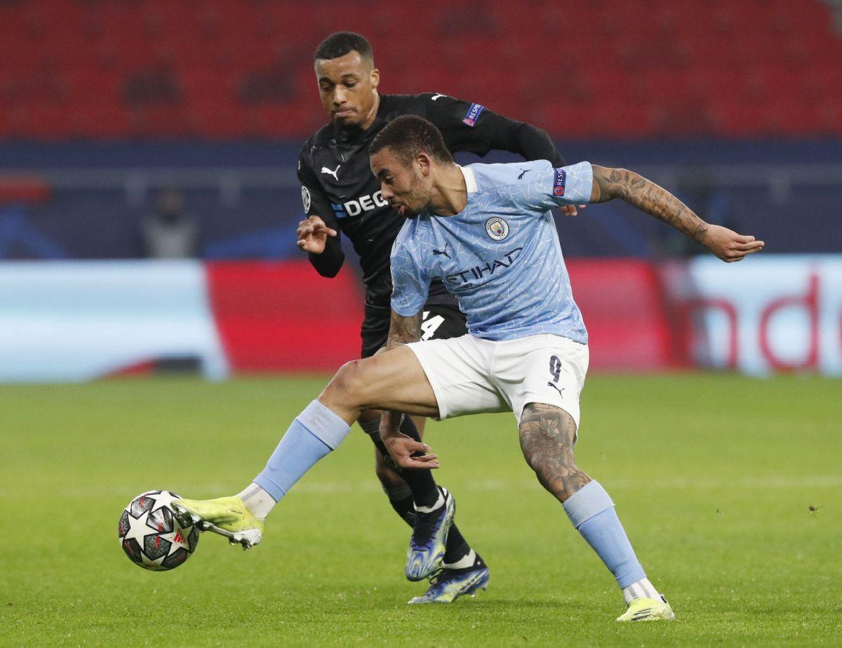 Manchester City's Gabriel Jesus in action during the match against Borussia Moenchengladbach in Hungary.