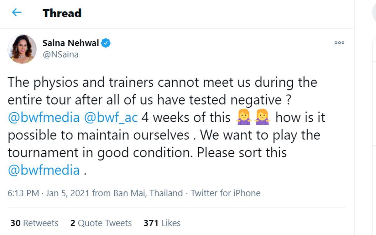 Saina Nehwal's tweet