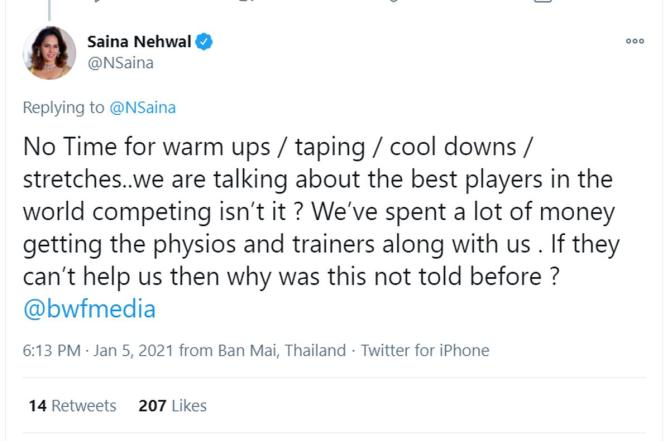 Saina Nehwal's tweet