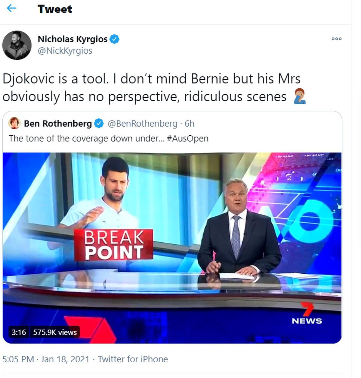 NicK Kyrgios's tweet