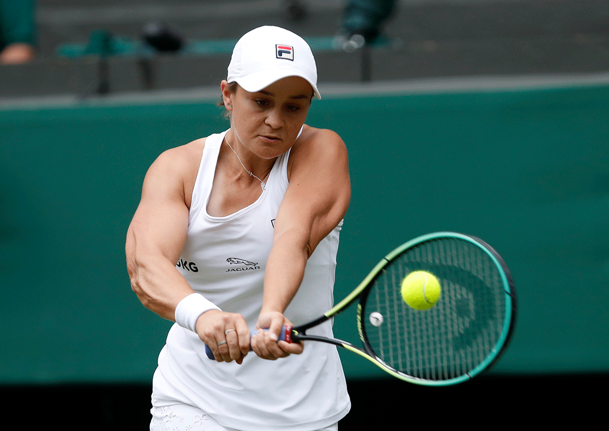 Australia's Ashleigh Barty in action during her second round match against Russia's Anna Blinkova