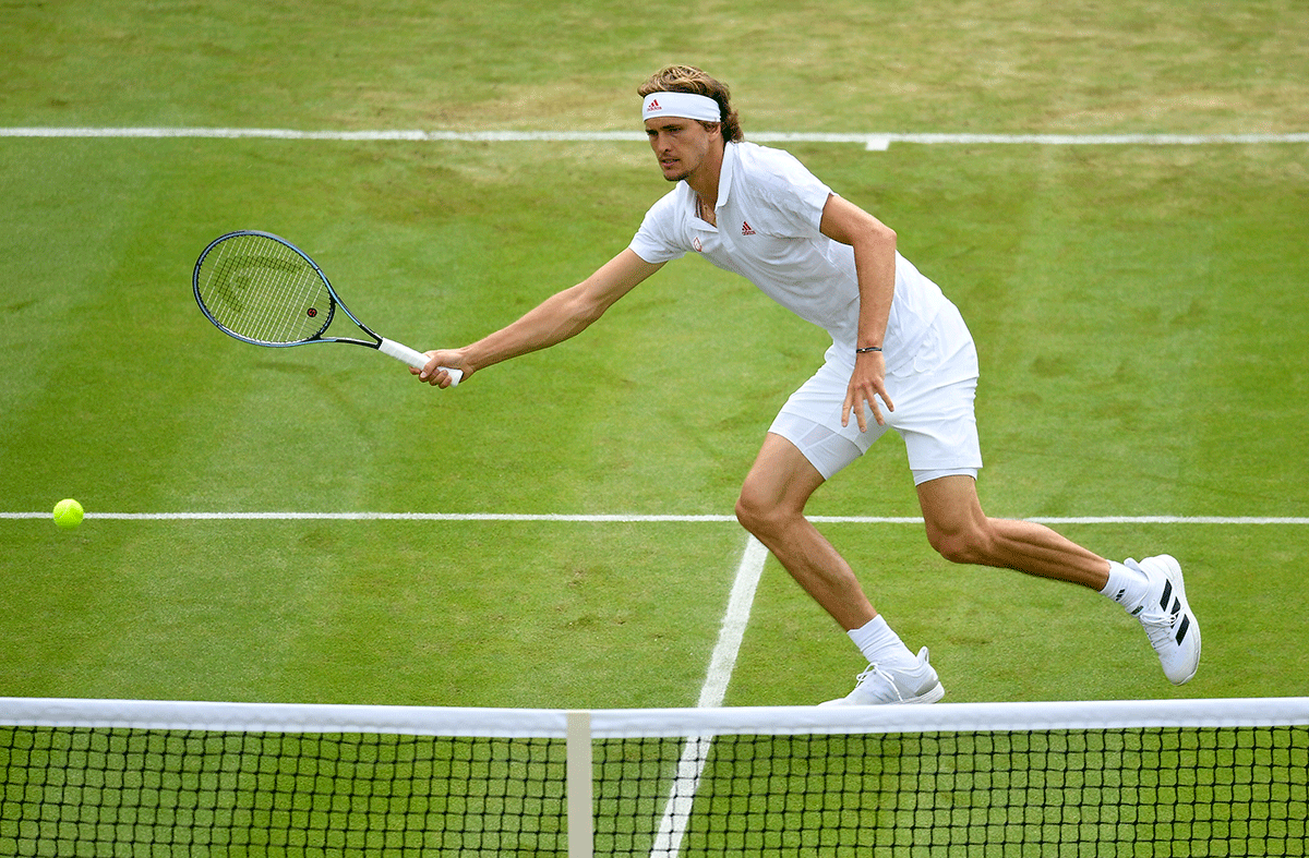 Germany's Alexander Zverev in action during his second round match against USA's Tennys Sandgren