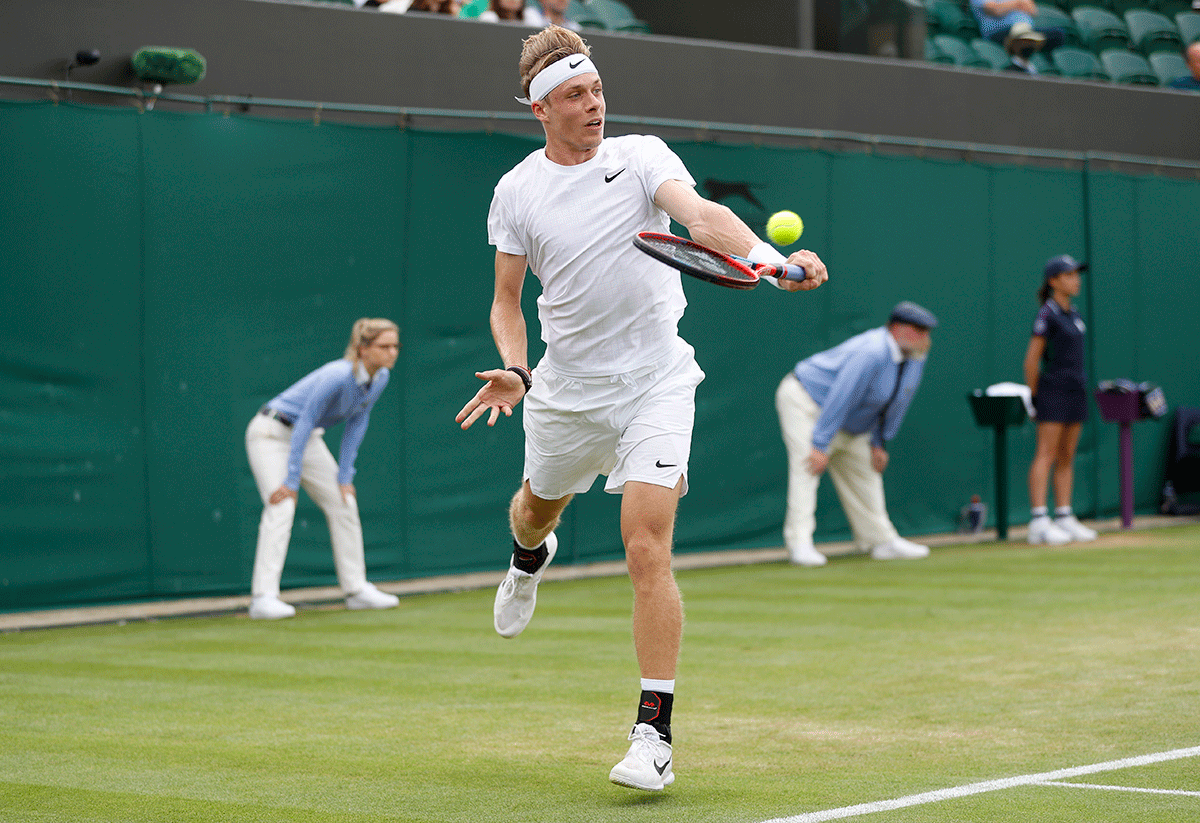 Canada's Denis Shapovalov in action during his fourth round match against Spain's Roberto Bautista Agut