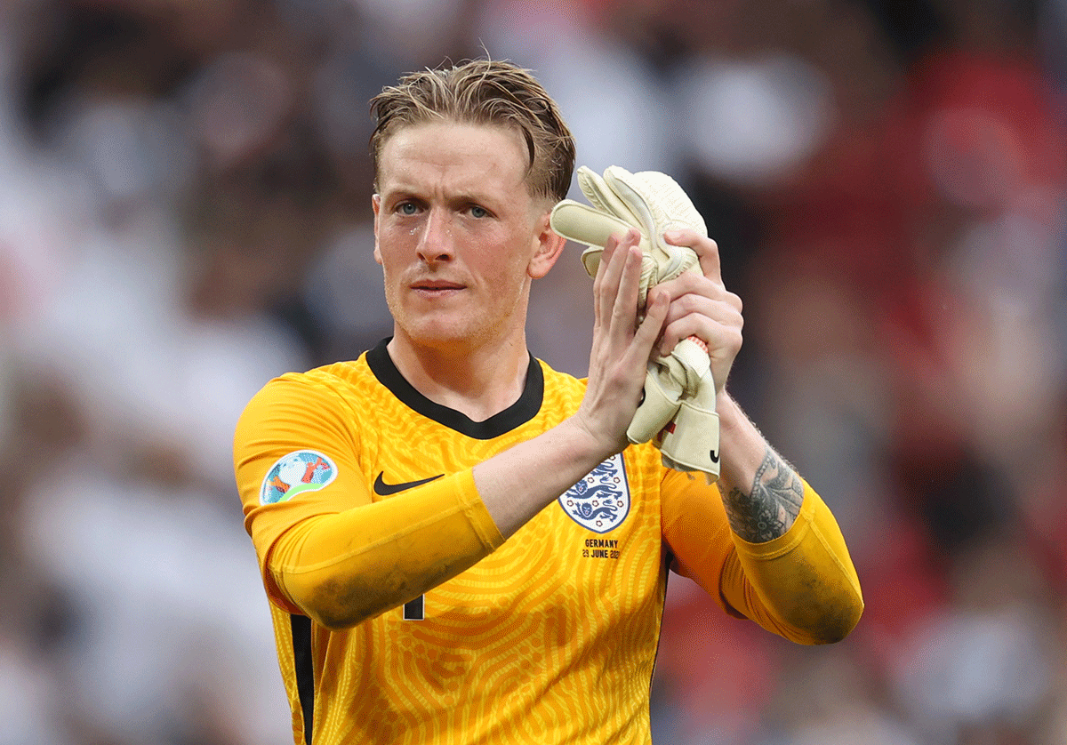 England's goalkeeper Jordan Pickford surpassed Gordon Banks’s milestone of 720 minutes during England’s Euro 2020 semi-final victory over Denmark, as they reached their first major tournament final since 1966 with a 2-1 win after extra time.