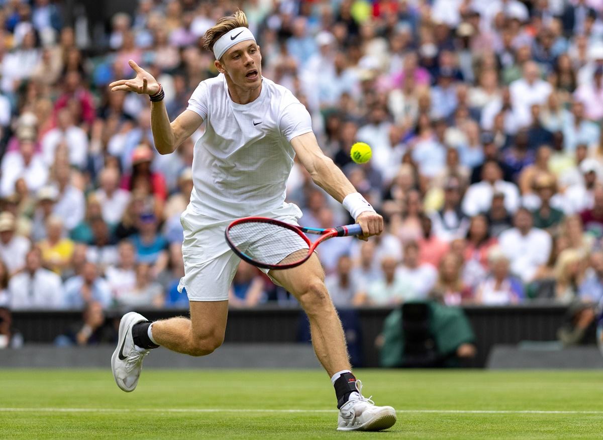 Canada's Denis Shapovalov plays a backhand during his semi-final against Serbia's Novak Djokovic